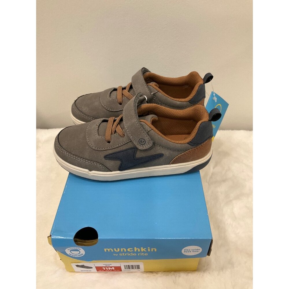 Munchkin by Stride Rite Boy's Maxwell Grey Sneakers 11M  New in Box - Picture 2 of 5